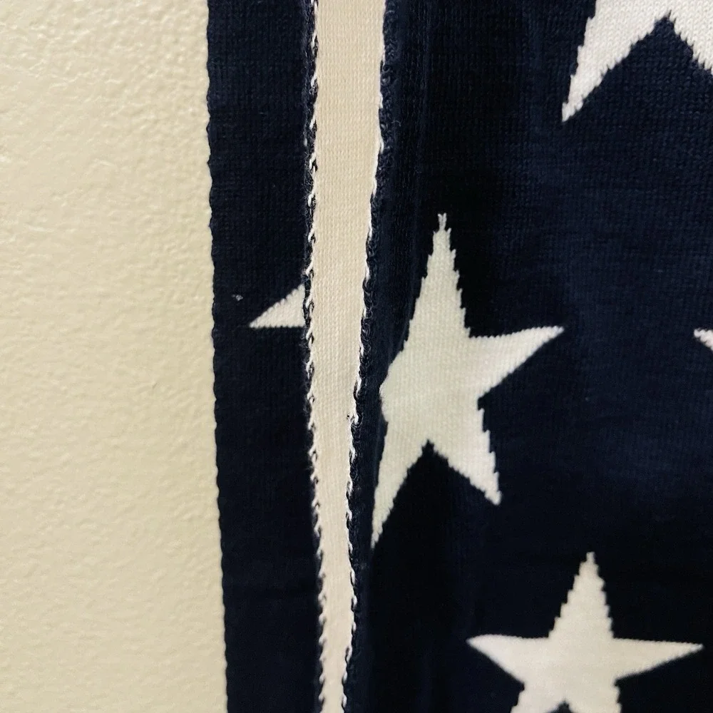 Frolics Kids Collection 100% Cotton Knit Star Blanket Navy White Reversible Soft